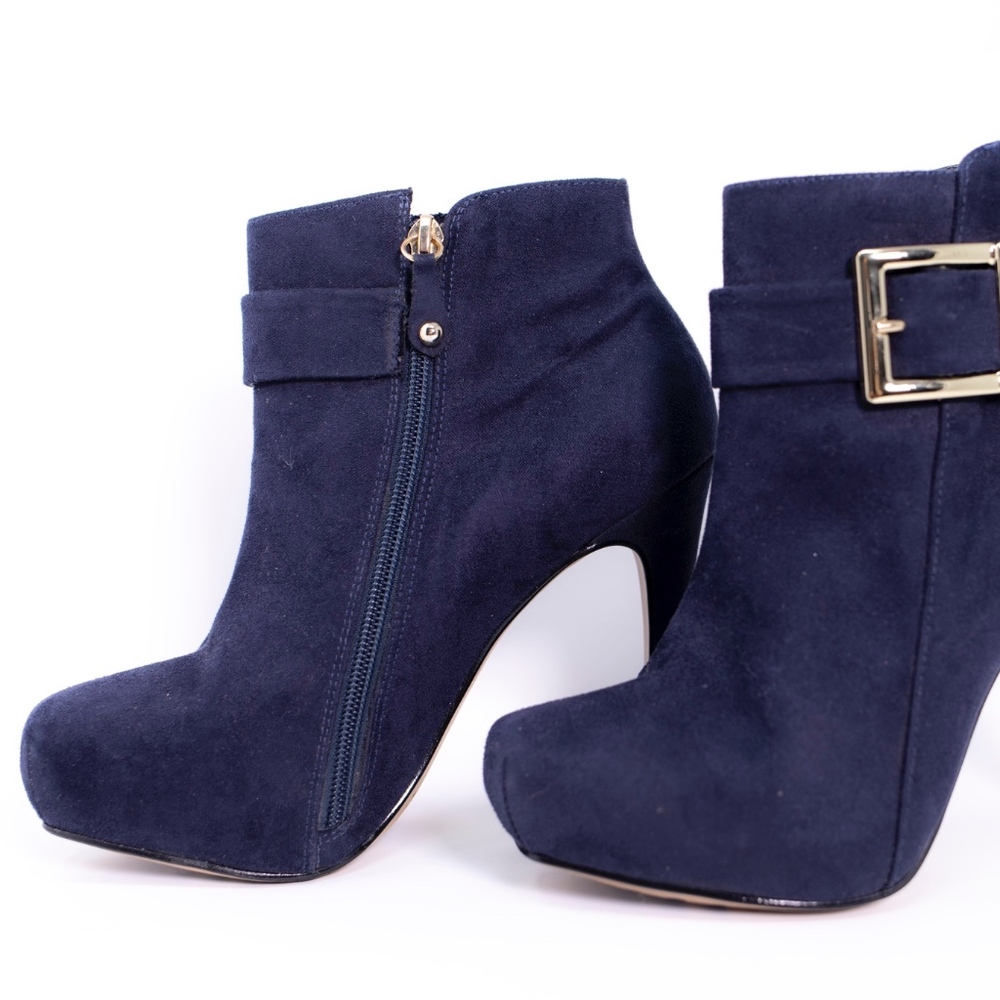 boots with high heels blue marine color